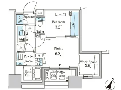 パークアクシス神保町(1DK/12階)の間取り写真