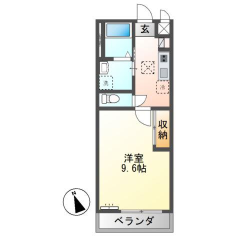 水戸市笠原町字下組アパートB棟(1K/2階)の間取り写真