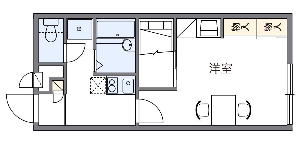 シエル高松I(1K/2階)の間取り写真