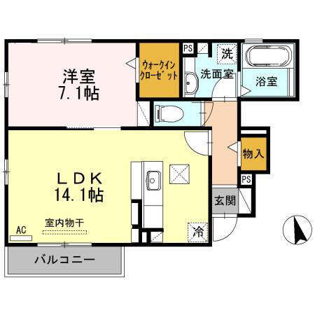 グランパティオ(1LDK/1階)の間取り写真