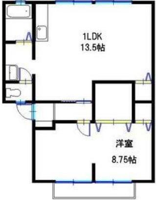 ハイツサンライフA・B(1LDK/2階)の間取り写真