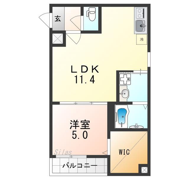 フジパレス百舌鳥駅南V番館(1LDK/1階)の間取り写真