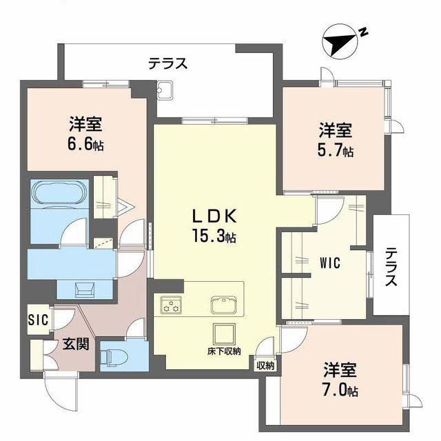 アルテーヌ浜寺元町(3LDK/1階)の間取り写真