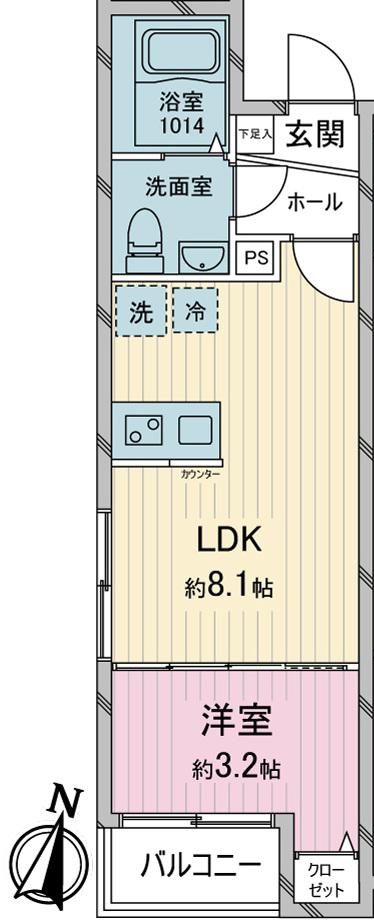 LUXIS久米川(1LDK/1階)の間取り写真