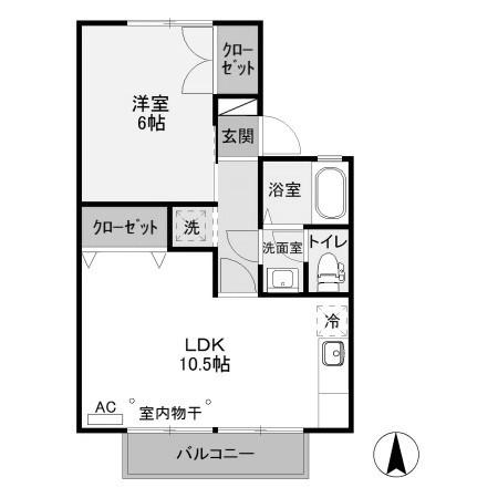 リバージュA(1LDK/1階)の間取り写真