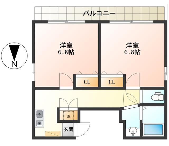 リベール浅草(2K/6階)の間取り写真