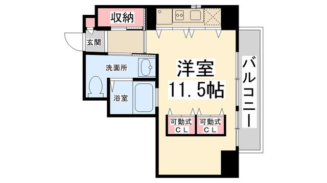 ポルトボヌール(1K/2階)の間取り写真