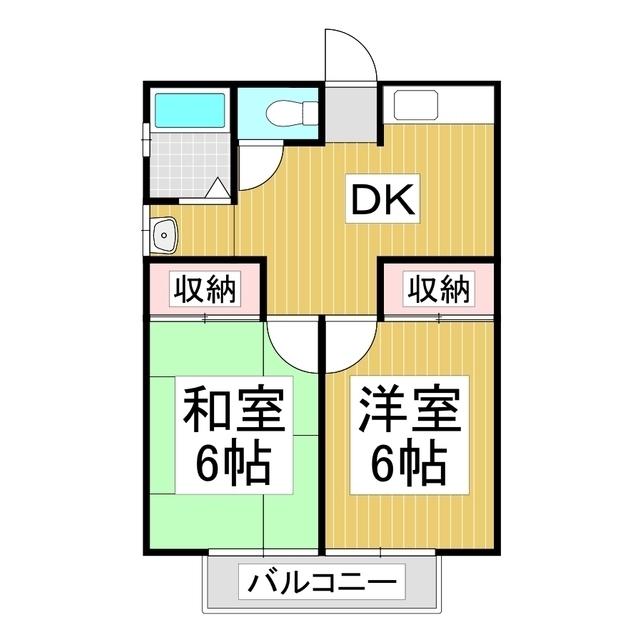 コーポてづか(2DK/1階)の間取り写真