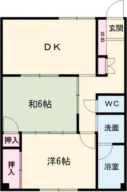 コーポひまわり(2DK/1階)の間取り写真