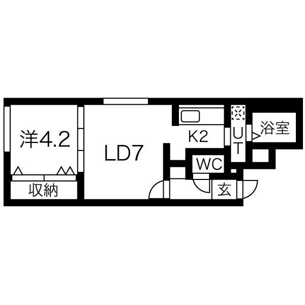 ワイズフェリーチェ南郷(1LDK/1階)の間取り写真