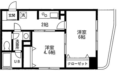 クレール羽田(2K/6階)の間取り写真
