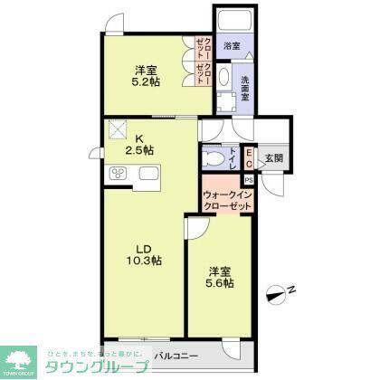 FOREST MAISON KOMAGOME ノース(2LDK/1階)の間取り写真