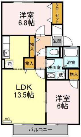 ピュアメゾン A棟(2LDK/1階)の間取り写真