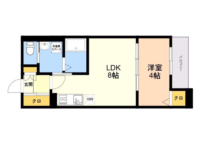 南区塩原1丁目(1LDK/2階)の間取り写真