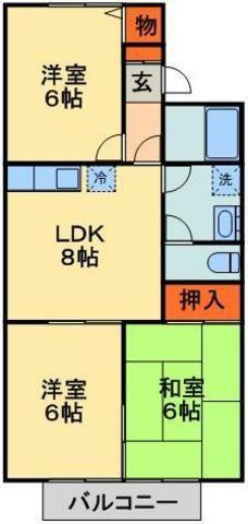 プリシェール大森(3DK/1階)の間取り写真