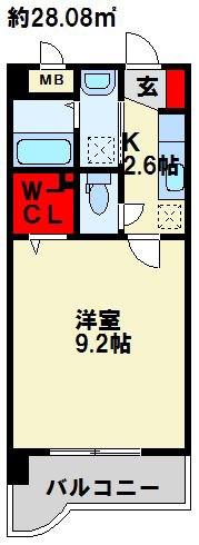 グレイス筒井(1K/1階)の間取り写真