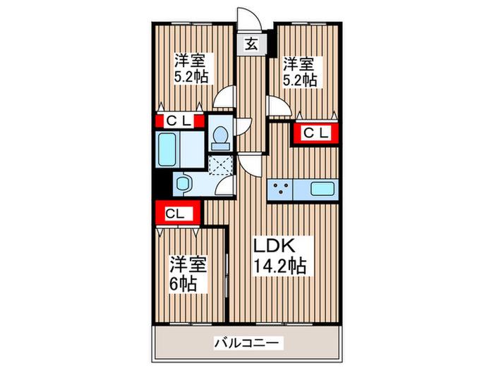 エマーレ南浦和(3LDK/4階)の間取り写真
