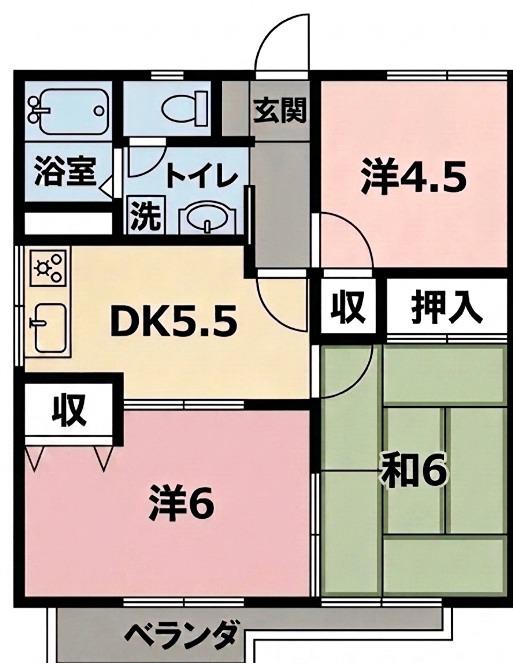シャトレーヤマダR(3DK/2階)の間取り写真