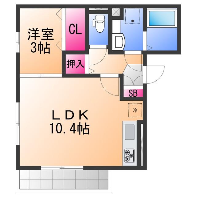 ラメゾンピック和泉中央(1LDK/2階)の間取り写真