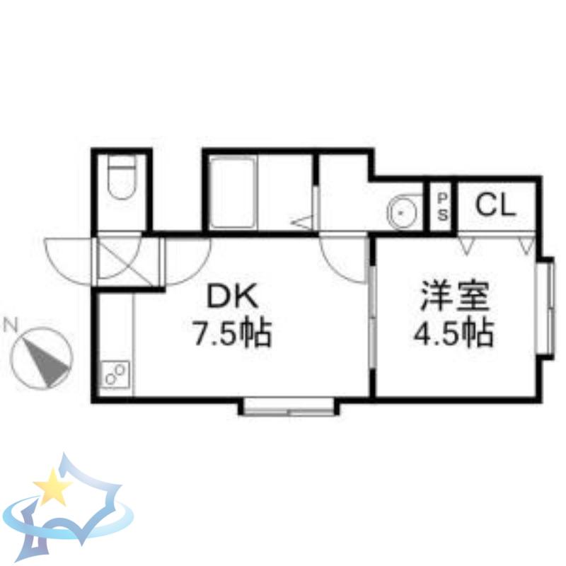 スペイシャス コンフォート24(1DK/2階)の間取り写真