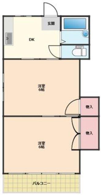 マンション川嶋(2DK/3階)の間取り写真