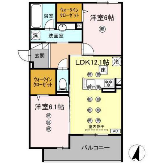 フィオーレ(2LDK/1階)の間取り写真