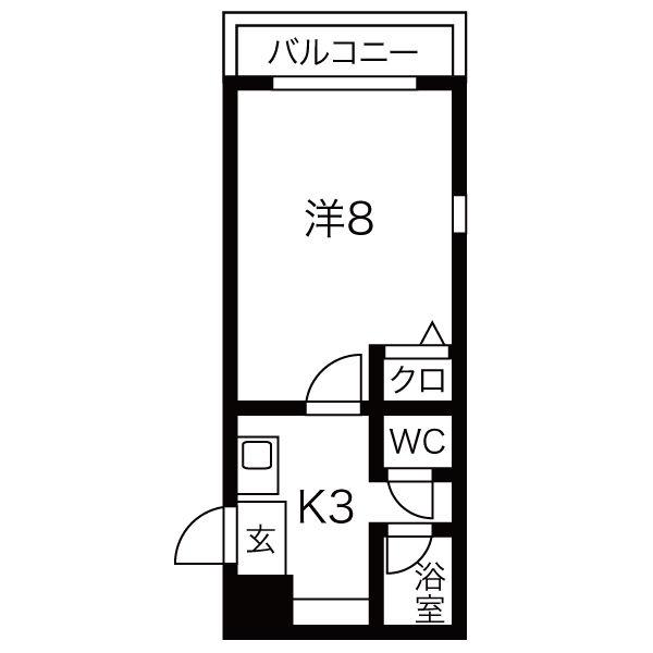 シティパレス姪浜(1K/1階)の間取り写真