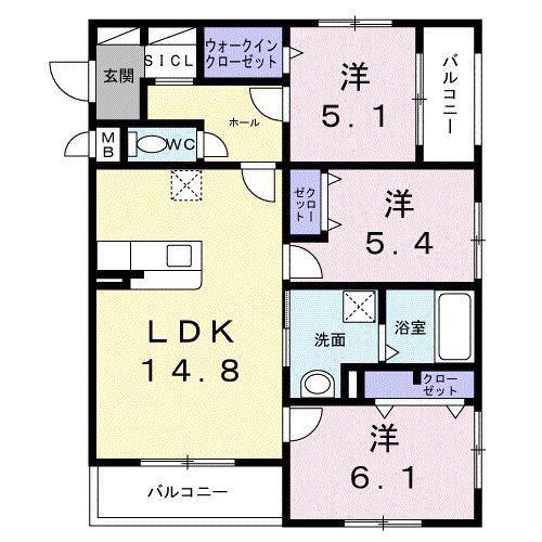 アーバンテラス(3LDK/4階)の間取り写真