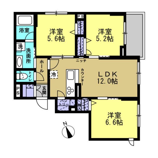 ゼフィール(3LDK/1階)の間取り写真