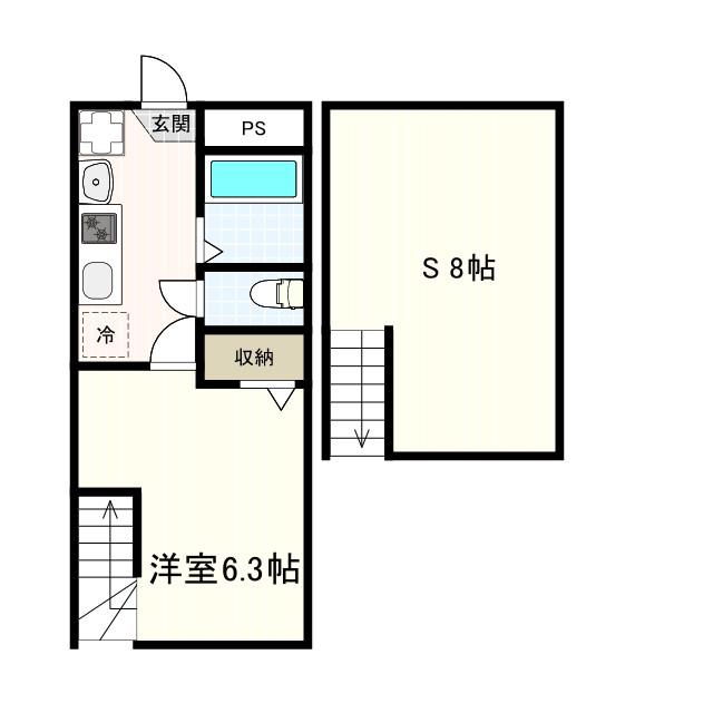 シャトレ天沼(1SK/2階)の間取り写真