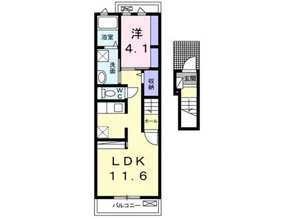 OWLCOURT/アウルコート(1LDK/2階)の間取り写真
