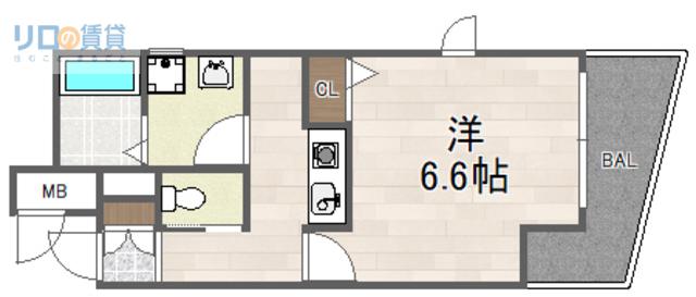 ONLYONE小花(1K/2階)の間取り写真