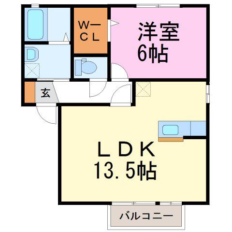グリーン・リーフ熊倉 A(1LDK/2階)の間取り写真