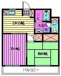 ピアチェーレYM(2DK/2階)の間取り写真