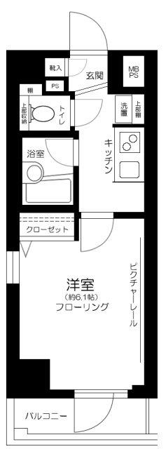 ステージグランデ南麻布(1K/8階)の間取り写真