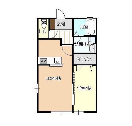 レトアE(1LDK/2階)の間取り写真