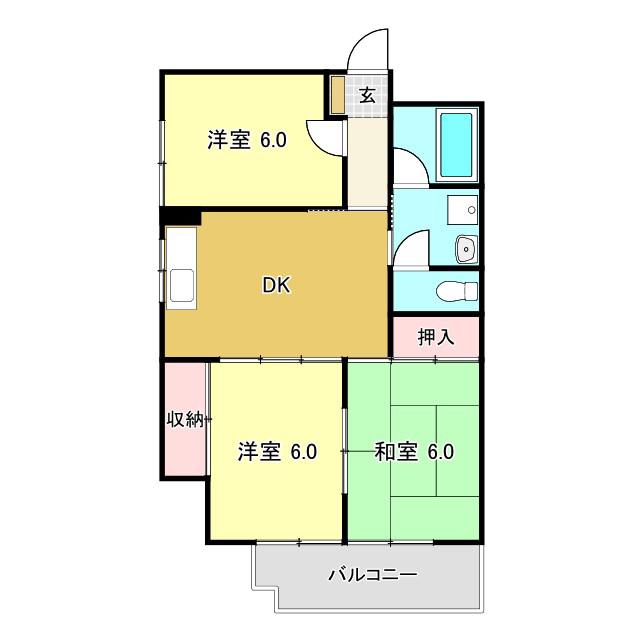山陽ハイツ(3DK/2階)の間取り写真