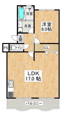 美善ハイツ(1LDK/2階)の間取り写真