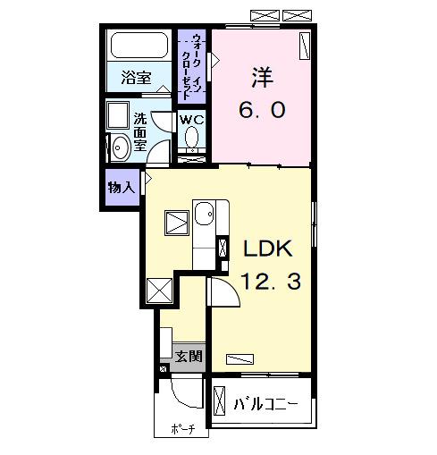 ルナパークA(1LDK/1階)の間取り写真