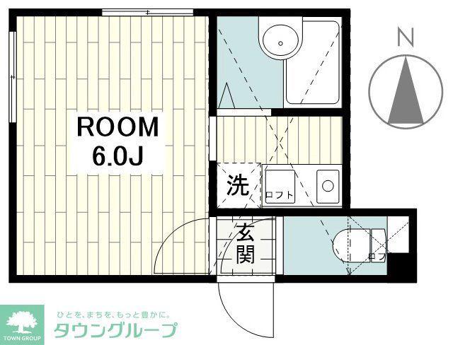 サザンリーフ中央林間・I(1K/2階)の間取り写真