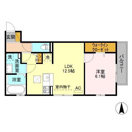 プリムローズ(1LDK/1階)の間取り写真