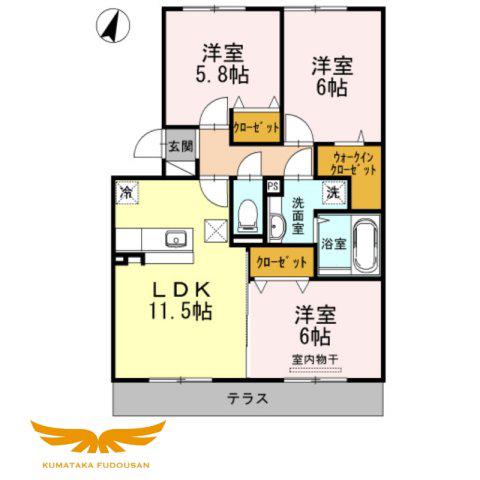 グリーンアベニュー(3LDK/1階)の間取り写真