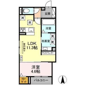 ルヴィータ剣町(1LDK/1階)の間取り写真