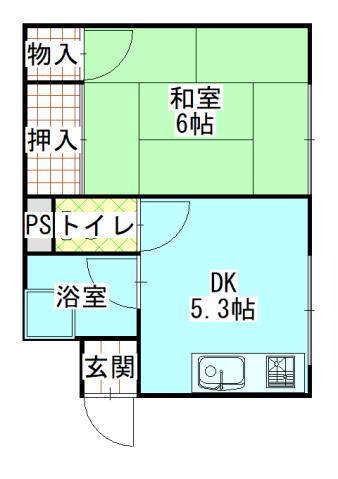 西田ビル(1DK/2階)の間取り写真
