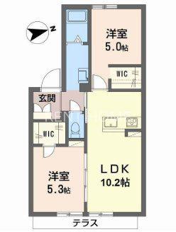 ディアス島泉II(2LDK/1階)の間取り写真