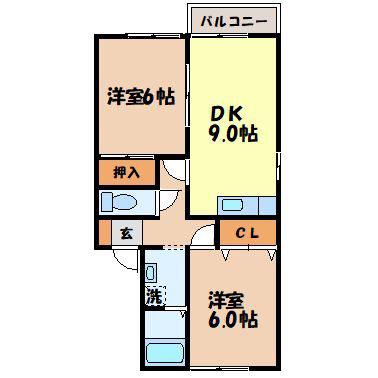 セジュールあいのB(2LDK/1階)の間取り写真