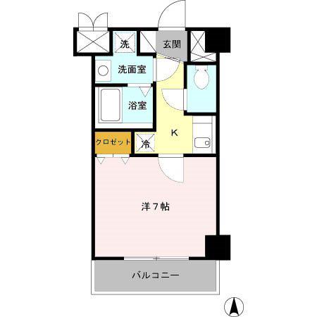 ヴィラマリオン(1K/1階)の間取り写真