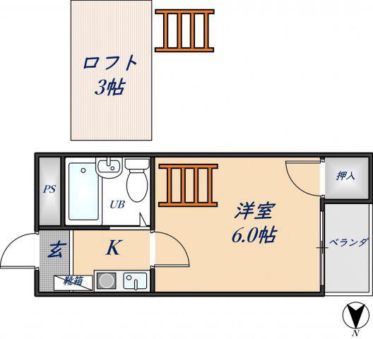 オーナーズマンション瓢箪山(1K/3階)の間取り写真