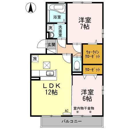 サルドセジュール(2LDK/1階)の間取り写真