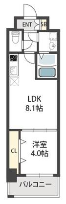 グランパシフィック今里INNOVATION(1LDK/5階)の間取り写真